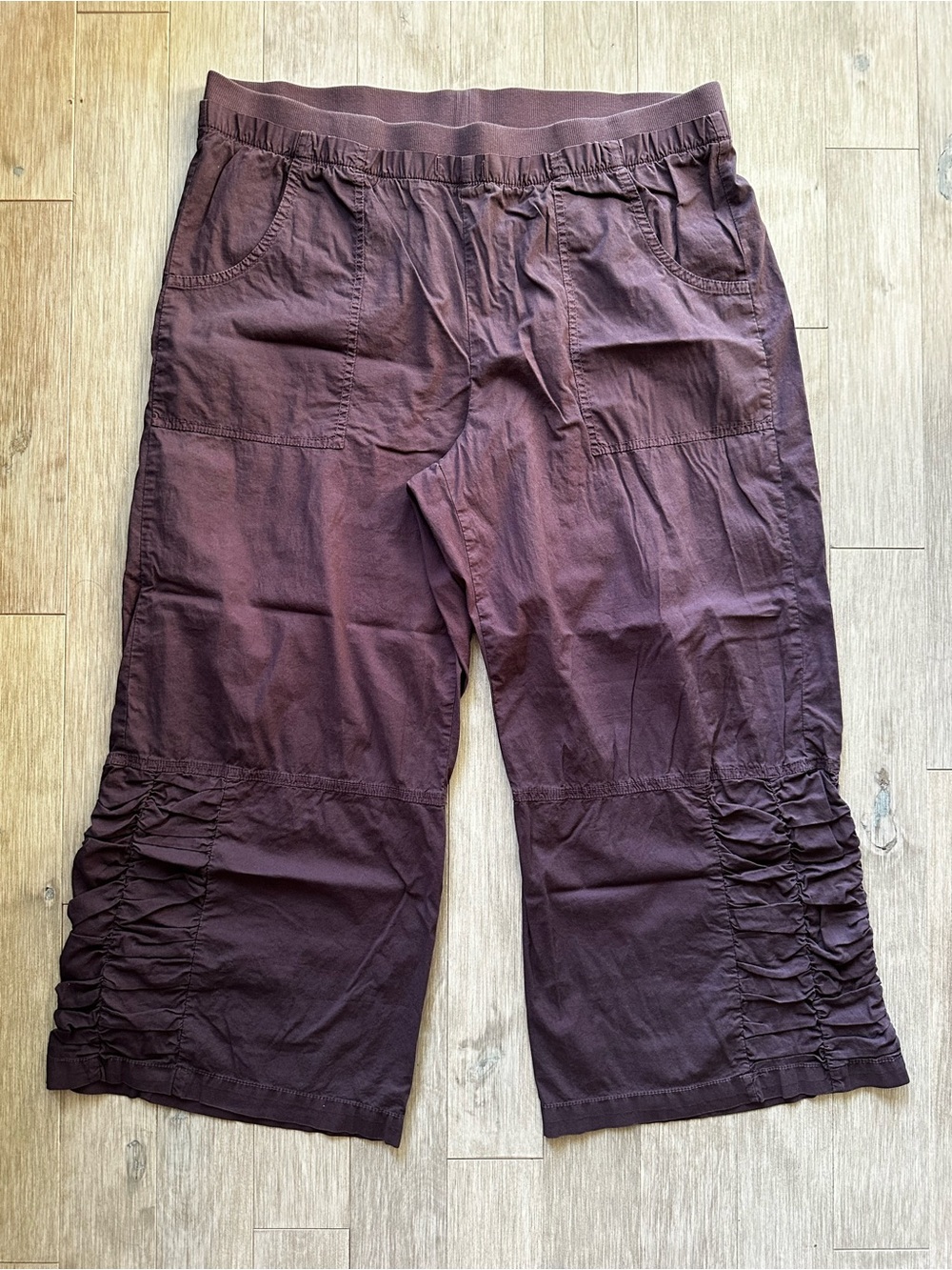 XCVI Wide Leg Cropped Pull-On Pants in Purple‎ Plum Size 1X